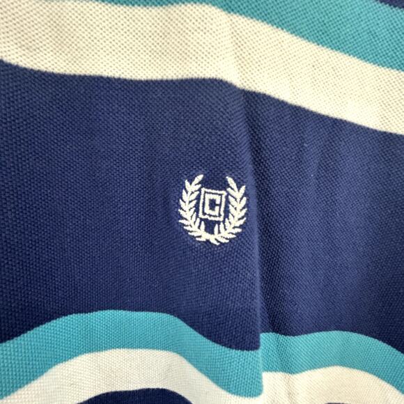 CHAPS XL men's POLO shirt Blue stripe Made in India Short sleeve 100% cotton - Picture 4 of 8